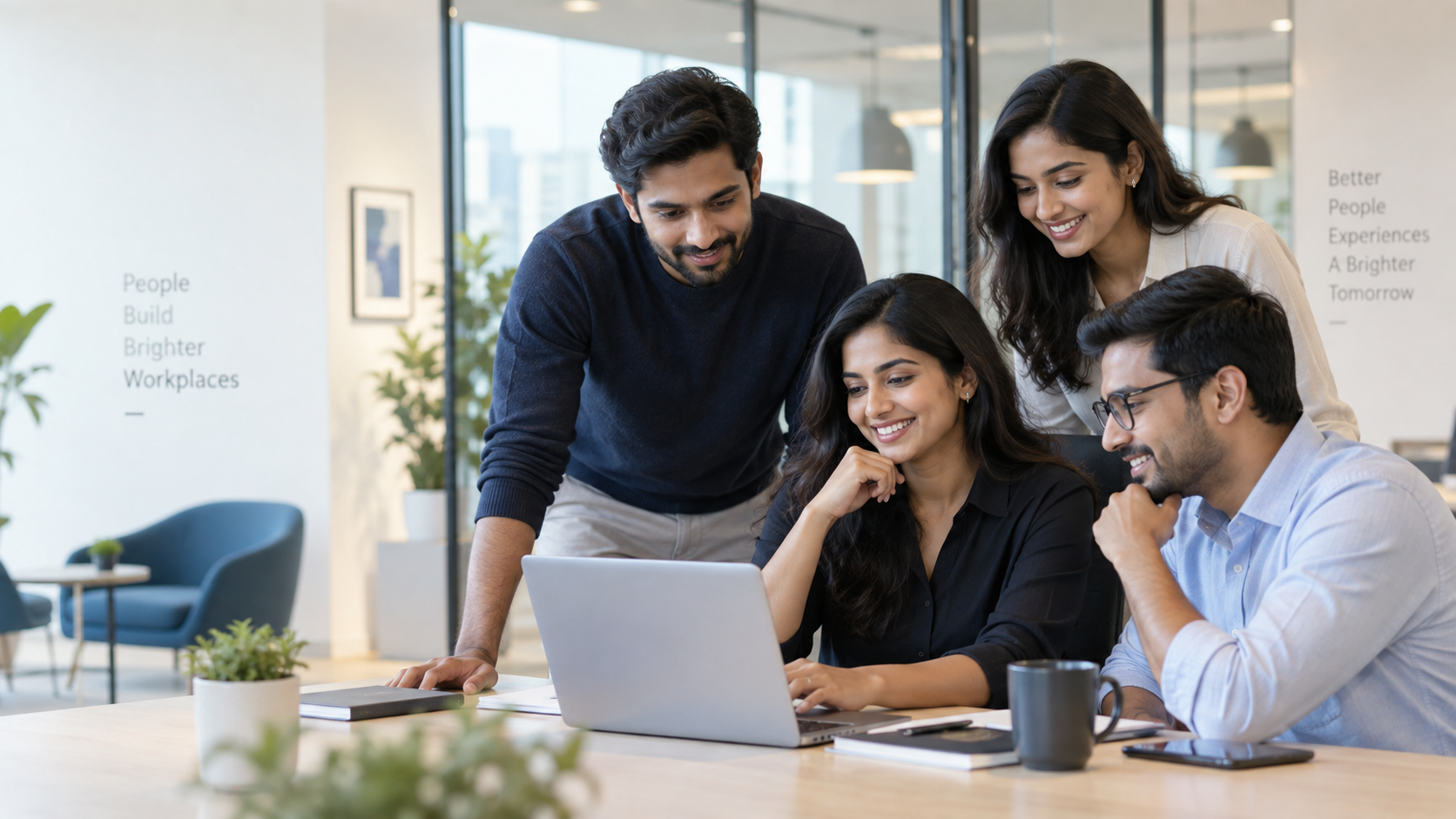 People team collaborating in a modern workspace